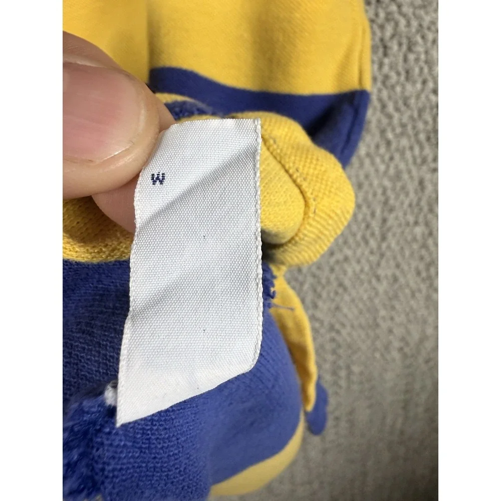 Vintage Polo Ralph Lauren Big Shirt Rugby Stripe Polo M Blue Yellow Pocket